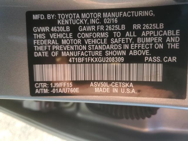 4T1BF1FKXGU208309 - 2016 TOYOTA CAMRY SE LE Gümüş foto 12