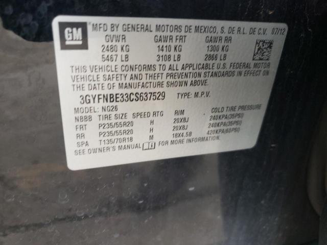 3GYFNBE33CS637529 - 2012 CADILLAC SRX PERFORMANCE COLLECTION Қара фото 12