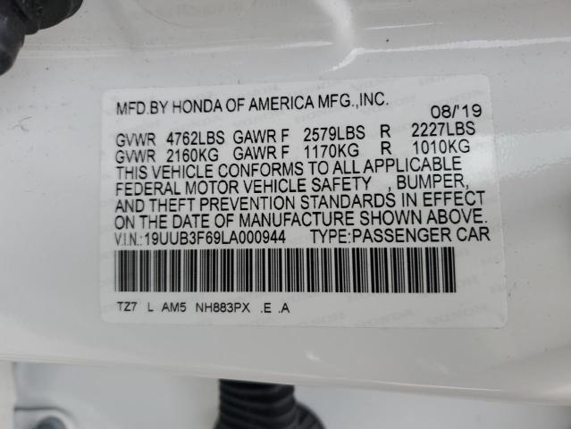 19UUB3F69LA000944 - 2020 ACURA TLX TECHNOLOGY WHITE photo 12