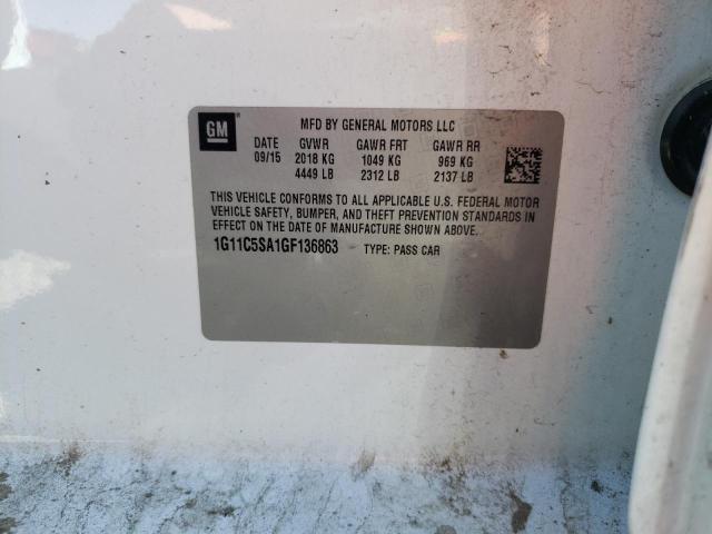 1G11C5SA1GF136863 - 2016 CHEVROLET MALIBU LIM LT 白色 照片 12
