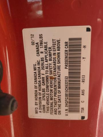 2HGFG3B15CH533153 - 2012 HONDA CIVIC EXL 红色 照片 13
