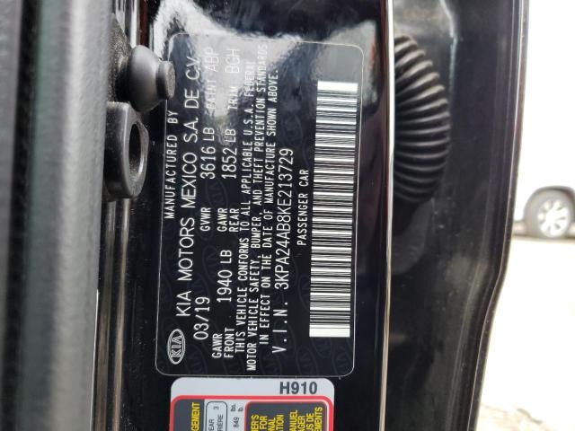 3KPA24AB8KE213729 - 2019 KIA RIO S BLACK photo 13