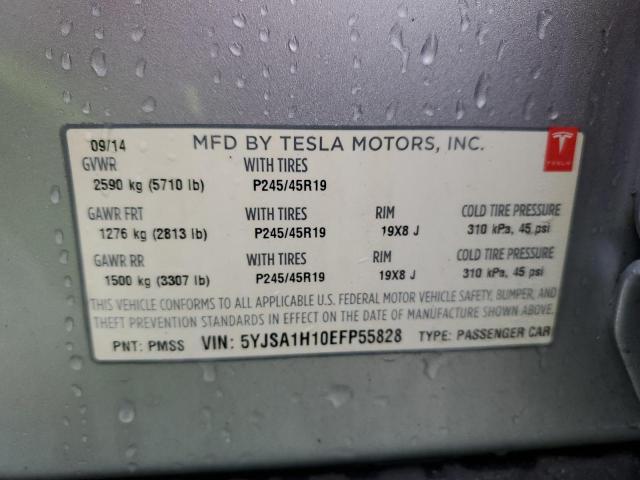 5YJSA1H10EFP55828 - 2014 TESLA MODEL S SILVER photo 13
