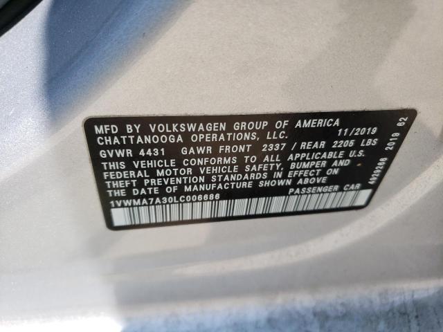 1VWMA7A30LC006686 - 2020 VOLKSWAGEN PASSAT R-LINE Gümüş foto 12