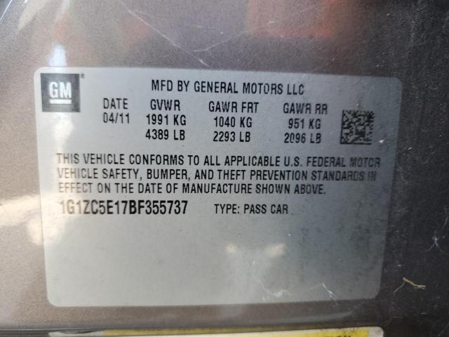 1G1ZC5E17BF355737 - 2011 CHEVROLET MALIBU 1LT 灰色 照片 12