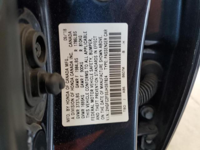 2HGFC2F55JH597824 - 2018 HONDA CIVIC LX CHARCOAL photo 12