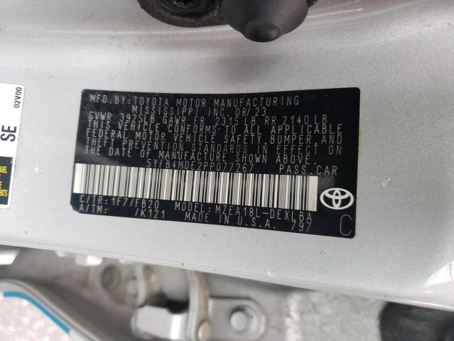 5YFB4MDE2PP077267 - 2023 TOYOTA COROLLA LE 银色 照片 12