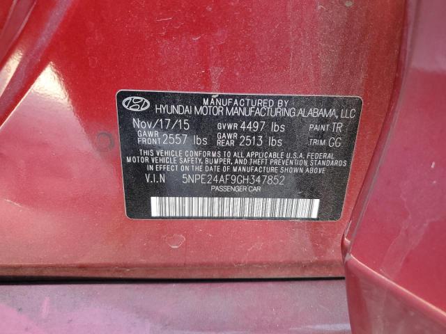 5NPE24AF9GH347852 - 2016 HYUNDAI SONATA SE RED photo 13