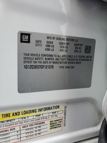 1G1ZC5E07CF121378 - 2012 CHEVROLET MALIBU 1LT 白色 照片 12