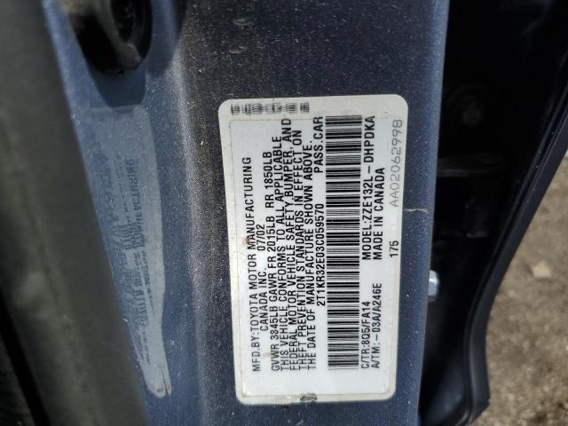 2T1KR32E03C059570 - 2003 TOYOTA COROLLA MA XR GRAY photo 12