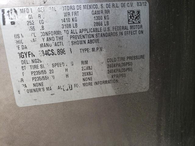 3GYFNEE34CS589833 - 2012 CADILLAC SRX PERFORMANCE COLLECTION Szary zdjęcie 12