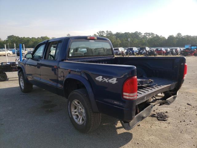 1D7HG38N44S770816 - 2004 DODGE DAKOTA QUAD SPORT BLUE photo 3