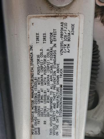 5TEGN92N34Z309898 - 2004 TOYOTA TACOMA DOUBLE CAB PRERUNNER SILVER photo 12