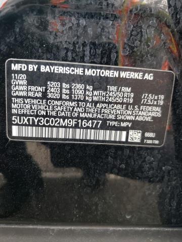 5UXTY3C02M9F16477 - 2021 BMW X3 SDRIVE30I Schwarz Foto 13