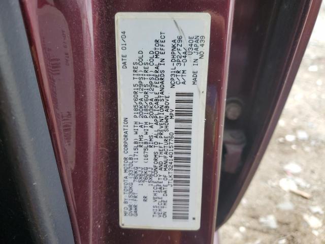JTLKT324140157760 - 2004 TOYOTA SCION XB MAROON photo 13