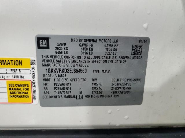 1GKKVRKD2EJ354560 - 2014 GMC ACADIA SLT-1 WHITE photo 13