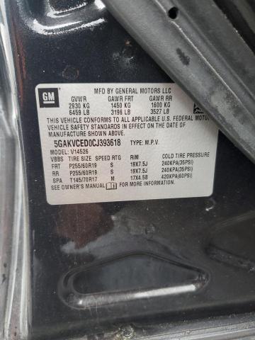 5GAKVCED0CJ393618 - 2012 BUICK ENCLAVE BLACK photo 14