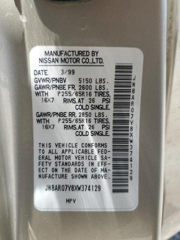 JN8AR07Y8XW374129 - 1999 NISSAN PATHFINDER LE 金色 照片 14