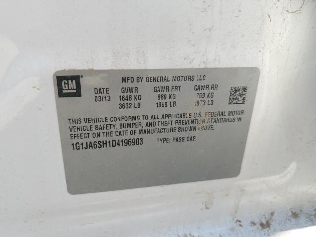 1G1JA6SH1D4196903 - 2013 CHEVROLET SONIC LS 白色 照片 12