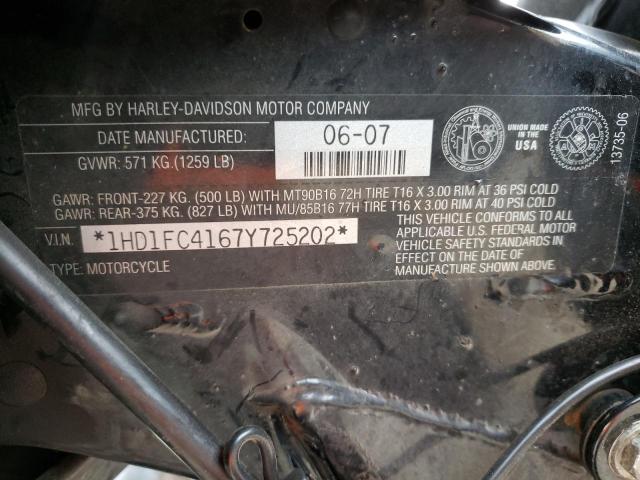 1HD1FC4167Y725202 - 2007 HARLEY-DAVIDSON FLHTCUI 黑色 照片 10