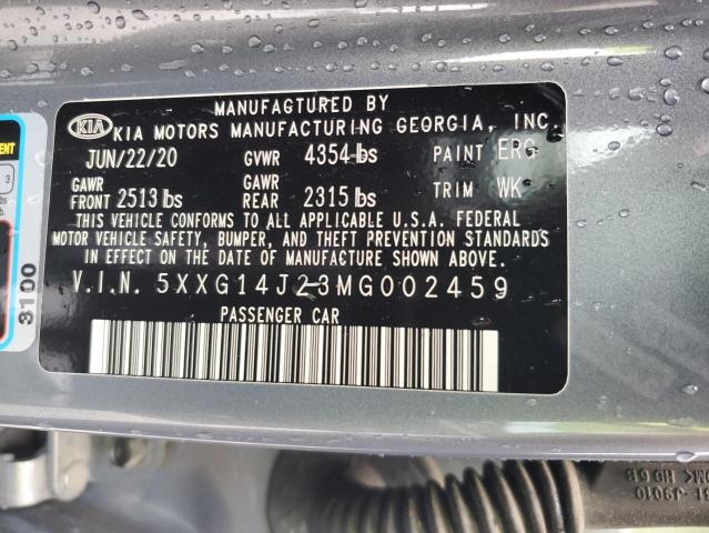 5XXG14J23MG002459 - 2021 KIA K5 LXS GRAY photo 12