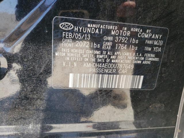 KMHDH4AE0DU787649 - 2013 HYUNDAI ELANTRA GLS BLACK photo 12