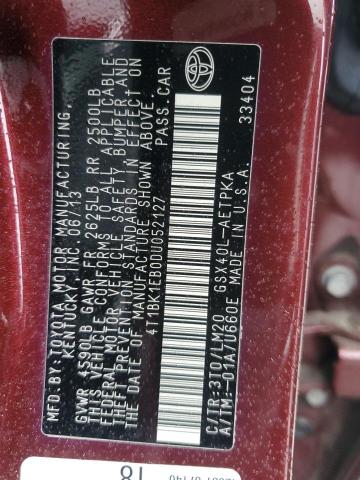 4T1BK1EB0DU052127 - 2013 TOYOTA AVALON BASE Bordo foto 12