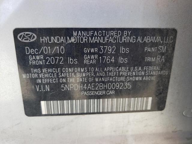 5NPDH4AE2BH009235 - 2011 HYUNDAI ELANTRA GLS SILVER photo 12