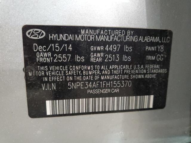 5NPE34AF1FH155370 - 2015 HYUNDAI SONATA SPORT SILVER photo 12