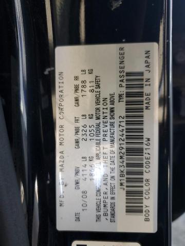 JM1BK34M291244712 - 2009 MAZDA SPEED 3 BLACK photo 12