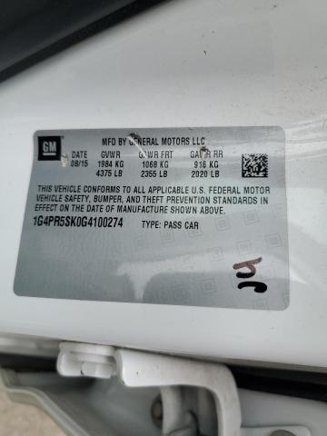 1G4PR5SK0G4100274 - 2016 BUICK VERANO CONVENIENCE WHITE photo 12