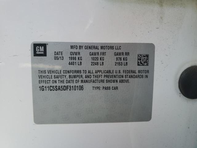 1G11C5SA5DF310106 - 2013 CHEVROLET MALIBU 1LT 白色 照片 13