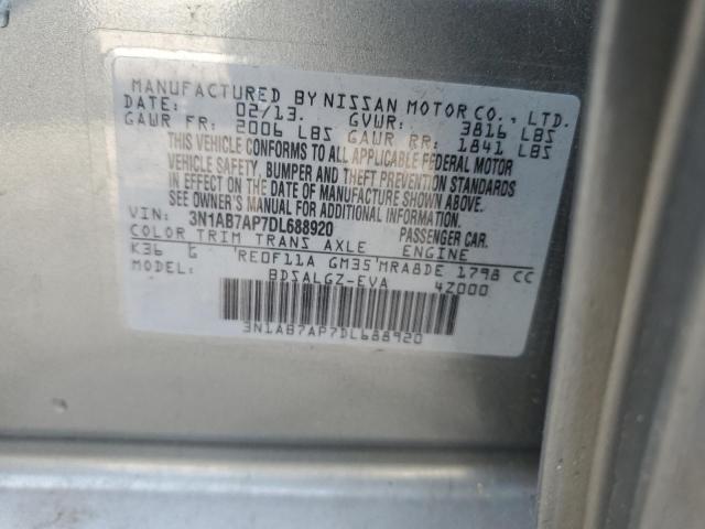 3N1AB7AP7DL688920 - 2013 NISSAN SENTRA S SILVER photo 12