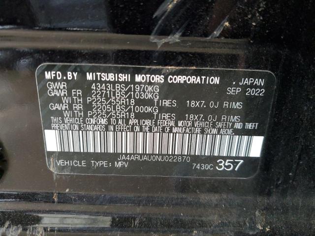 JA4ARUAU0NU022870 - 2022 MITSUBISHI OUTLANDER ES BLACK photo 14