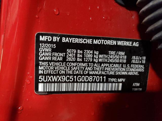 5UXWX9C51G0D87011 - 2016 BMW X3 XDRIVE28I RED photo 13