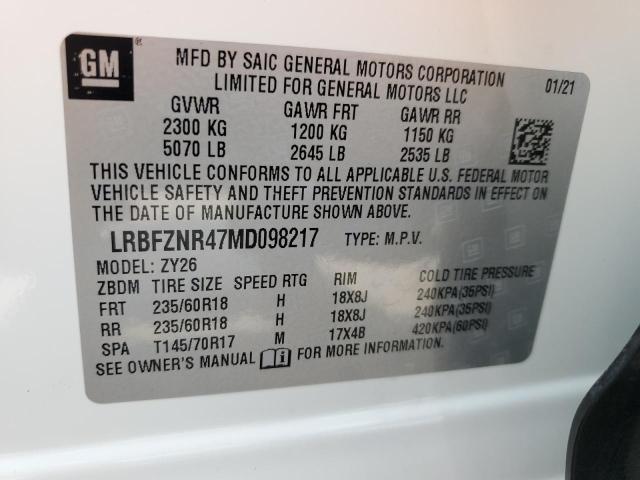 LRBFZNR47MD098217 - 2021 BUICK ENVISION ESSENCE WHITE photo 13