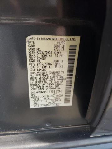 5N1AR18W85C754208 - 2005 NISSAN PATHFINDER LE 灰色 照片 14