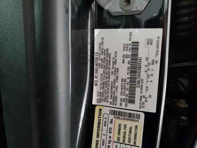 3LN6L2JK4ER809341 - 2014 LINCOLN MKZ BLACK photo 12