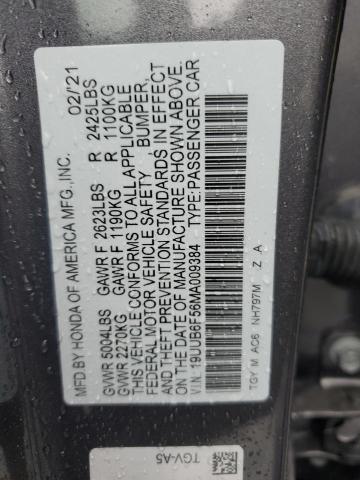 19UUB6F56MA009384 - 2021 ACURA TLX TECH A GRAY photo 12