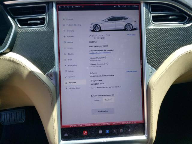 5YJSA1E24HF192400 - 2017 TESLA MODEL S WHITE photo 9