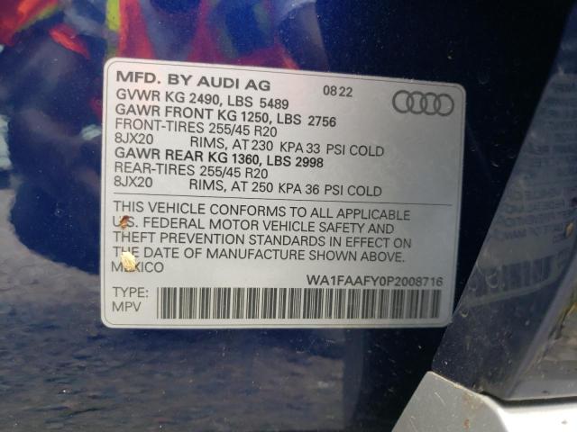 WA1FAAFY0P2008716 - 2023 AUDI Q5 PRESTIGE 45 BLUE photo 13