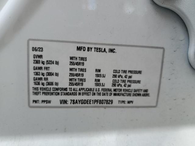 7SAYGDEE1PF807829 - 2023 TESLA MODEL Y Սպիտակ լուսանկար 13