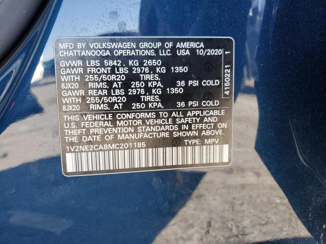 1V2NE2CA8MC201185 - 2021 VOLKSWAGEN ATLAS CROS SE Бирюзовый фото 12