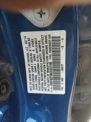 19XFB2F96EE023190 - 2014 HONDA CIVIC EXL 蓝色 照片 12