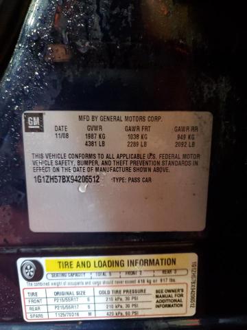 1G1ZH57BX94206512 - 2009 CHEVROLET MALIBU 1LT BLUE photo 10