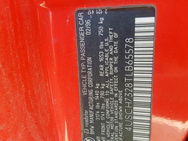 4USCH7328ELB65578 - 1996 BMW Z3  photo 10