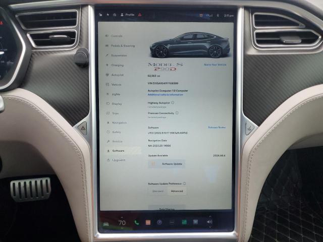 5YJSA1E41FF108399 - 2015 TESLA MODEL S GRAY photo 9