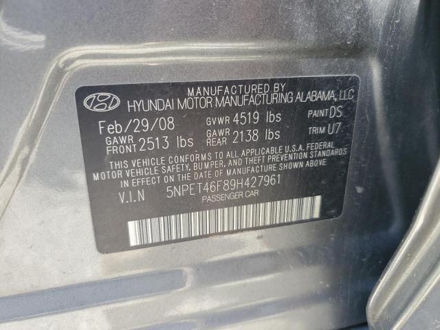 5NPET46F89H427961 - 2009 HYUNDAI SONATA GLS GRAY photo 12