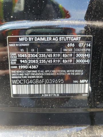 WDCTG4GB6FJ039695 - 2015 MERCEDES-BENZ GLA 250 4MATIC BLACK photo 13