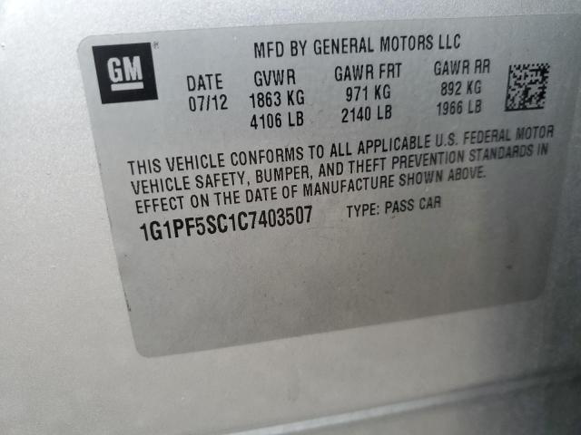 1G1PF5SC1C7403507 - 2012 CHEVROLET CRUZE LT Күміс фото 12